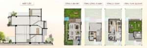 mặt cắt biệt thự song lập river walk